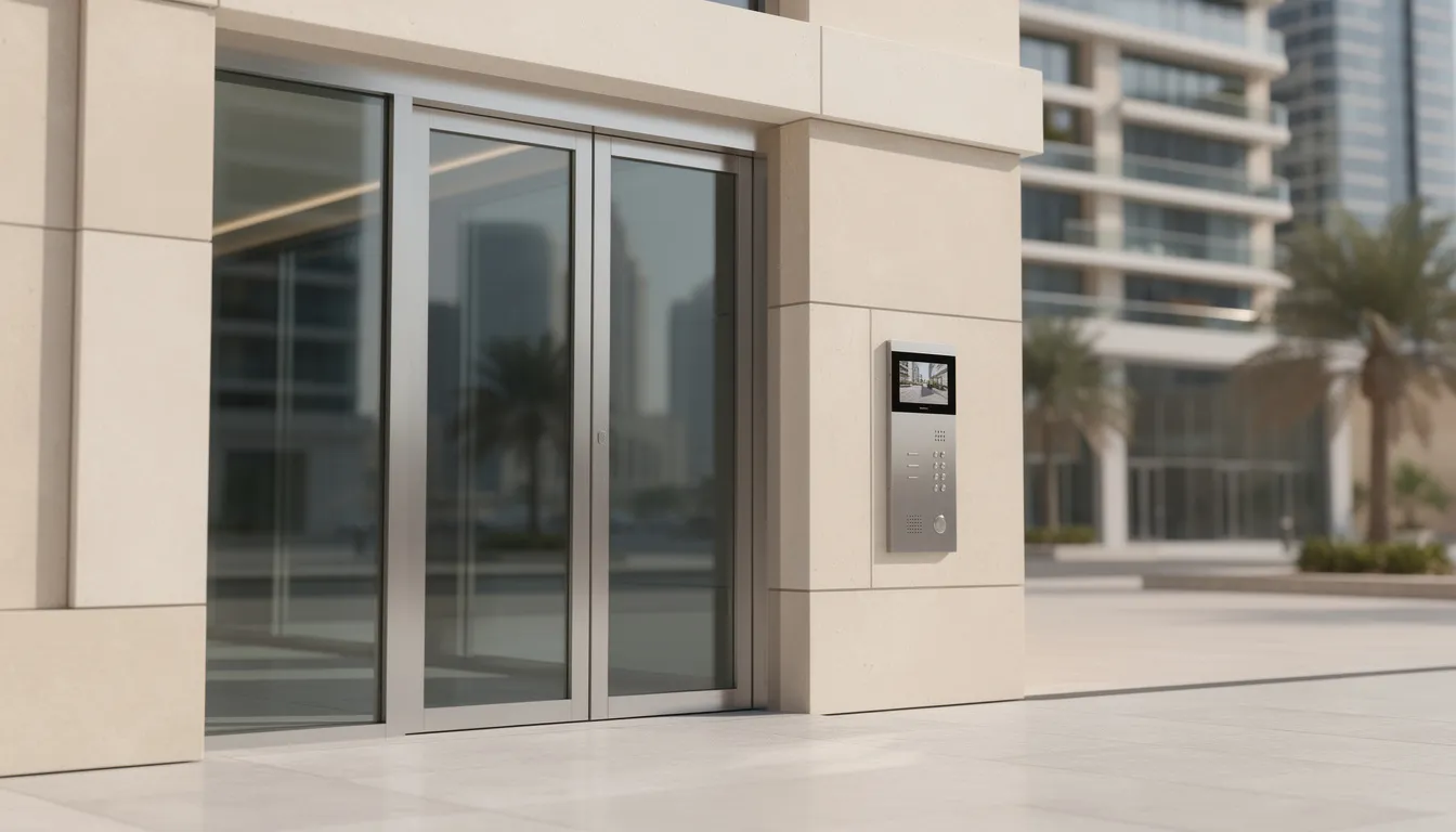 Modern apartment building intercom system in Dubai