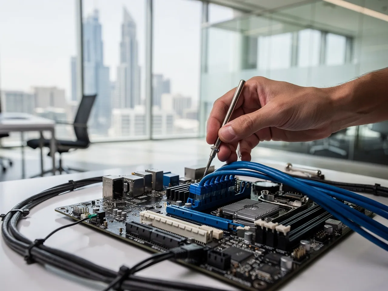 Technician performing IT hardware maintenance