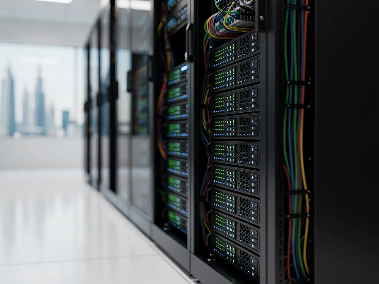 Server rack in a Dubai data center